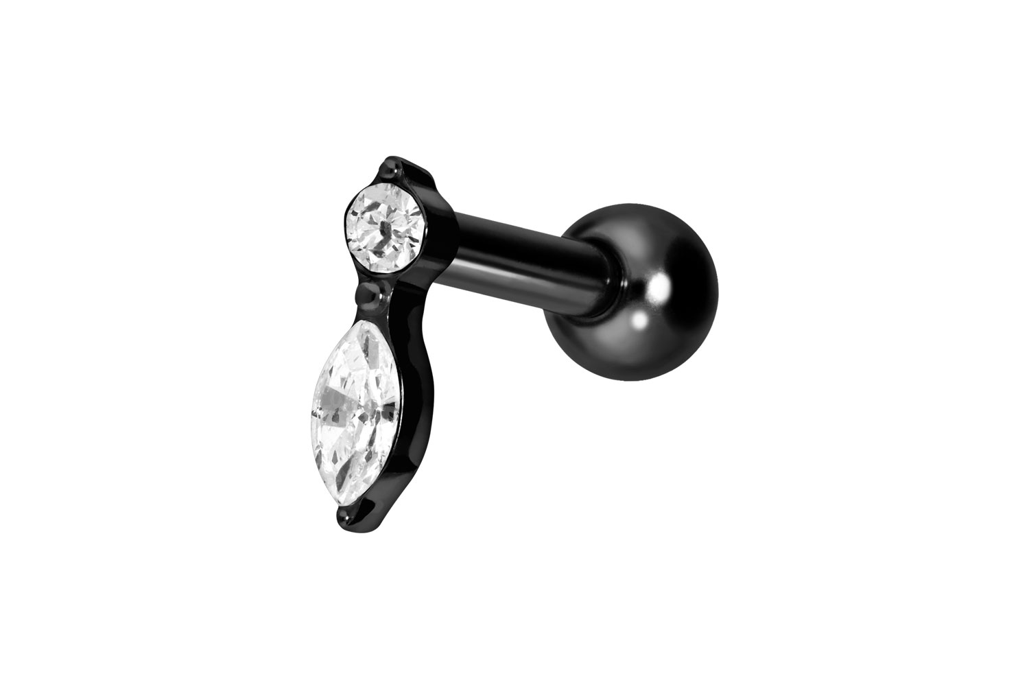 Titan Ohrpiercing mit Innengewinde KRISTALLBLATT